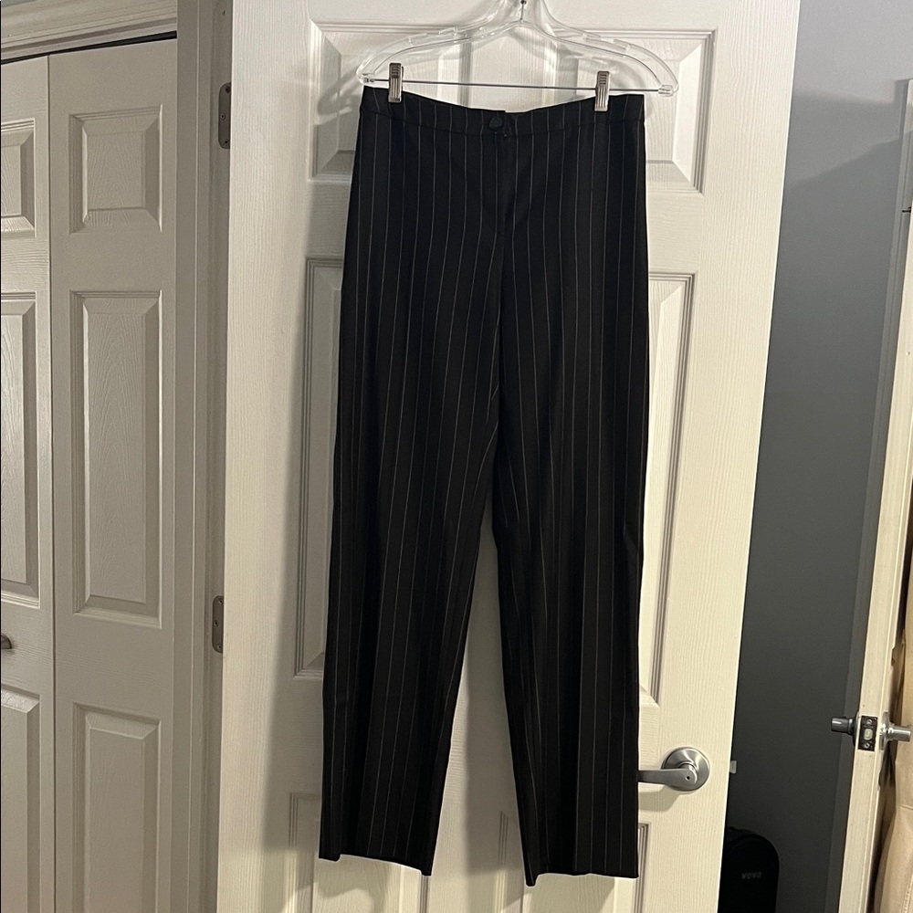 Armani Collezioni Chocolate Brown Pinstripe Trousers